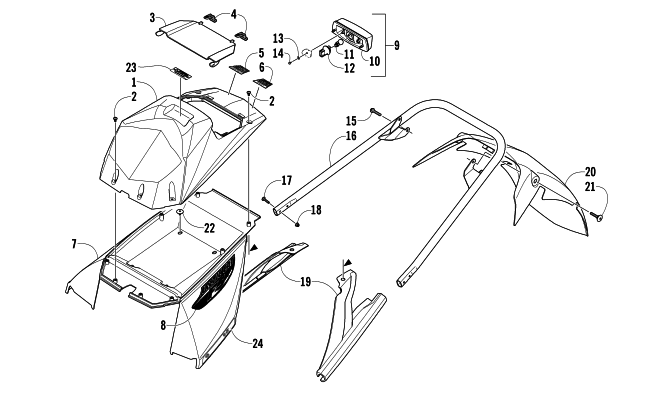 REAR BUMPER, STORAGE BOX, AND TAILLIGHT ASSEMBLY