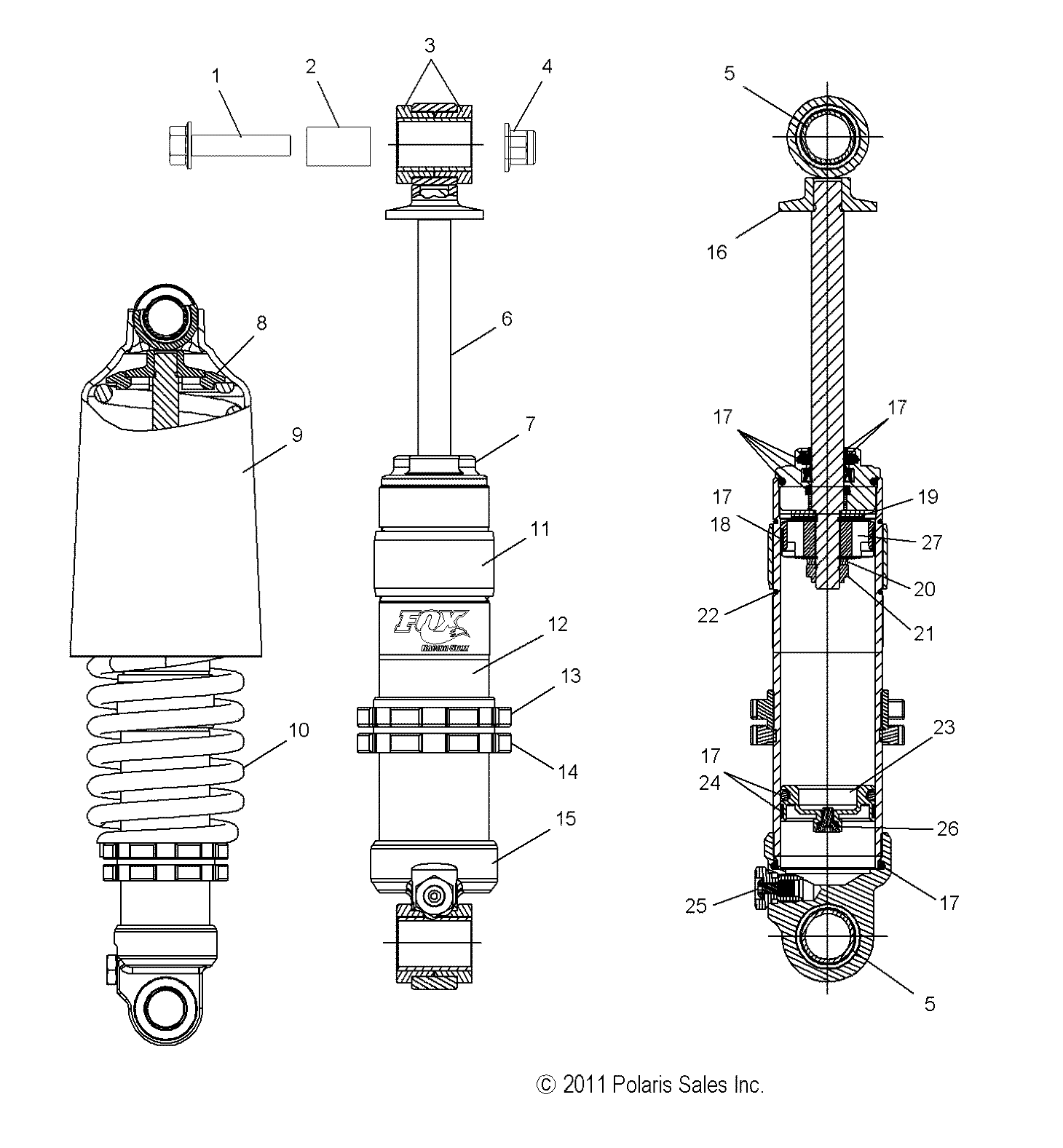 SUSPENSION, SHOCK, FRONT - S12BF8GSA/GSL (49SNOWSHOCKFRONT7043737)