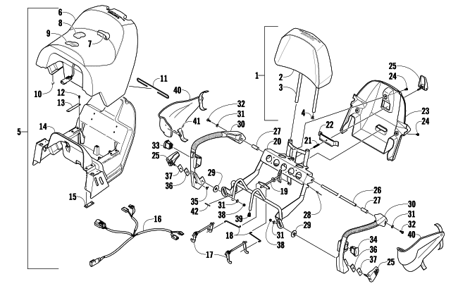 PASSENGER SEAT AND BACKREST ASSEMBLY