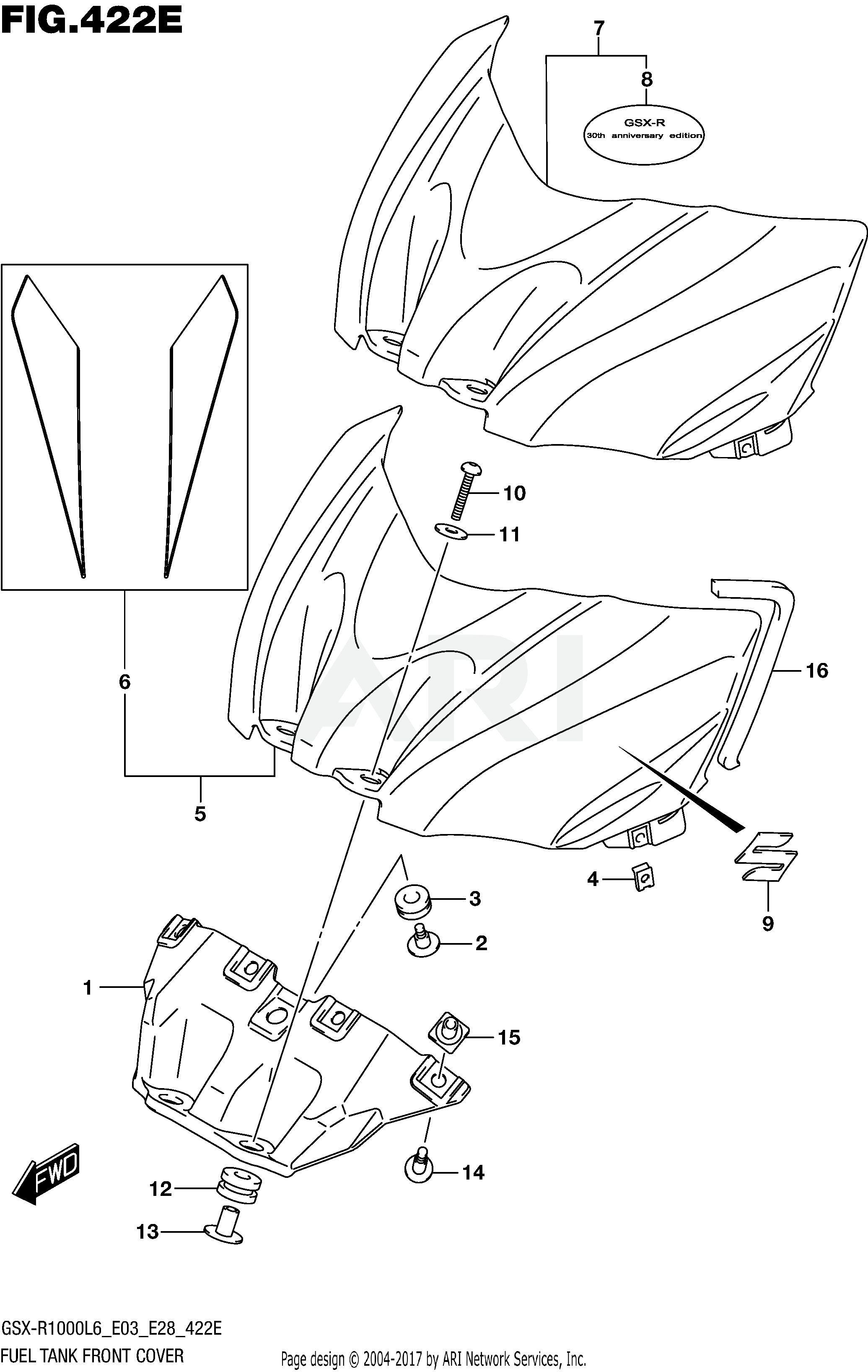 FUEL TANK FRONT COVER (GSX-R1000AL6 E33)