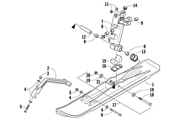 SKI AND SPINDLE ASSEMBLY