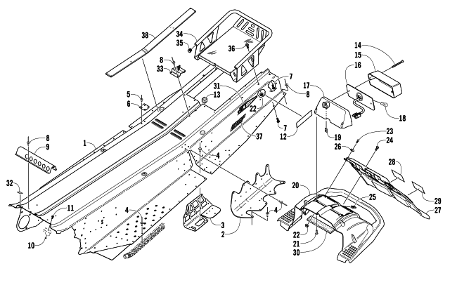 TUNNEL, REAR BUMPER, AND TAILLIGHT ASSEMBLY