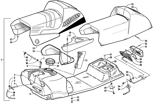 GAS TANK, SEAT, AND TAILLIGHT ASSEMBLY