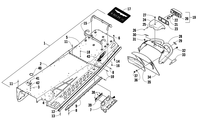 TUNNEL, REAR BUMPER, AND TAILLIGHT ASSEMBLY