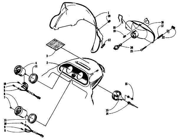 WINDSHIELD, HEADLIGHT, AND HOOD HINGE