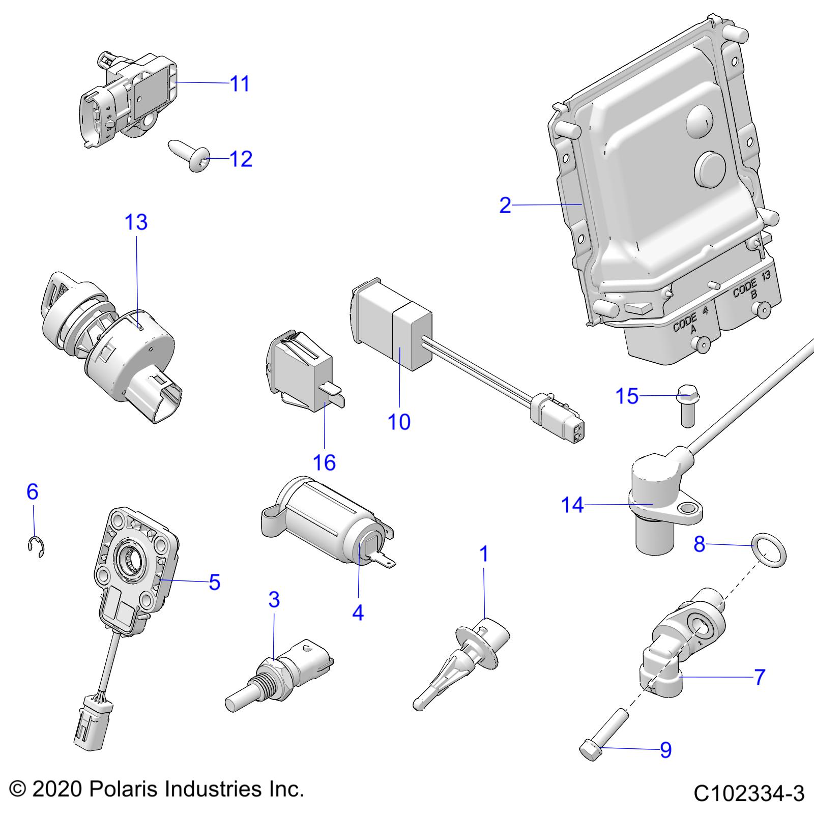 ELECTRICAL, SWITCHES, ECU and CONTROL MODULES - A20SGE95AK (C102334-3)