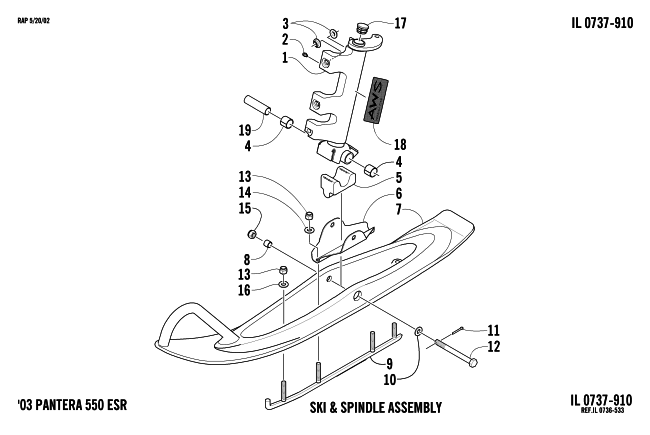 SKI AND SPINDLE ASSEMBLY