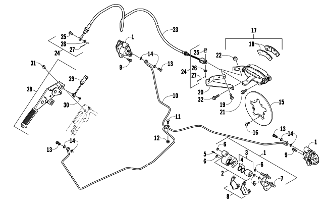 REAR AND PARKING BRAKE ASSEMBLY