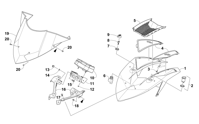 WINDSHIELD AND INSTRUMENTS ASSEMBLIES