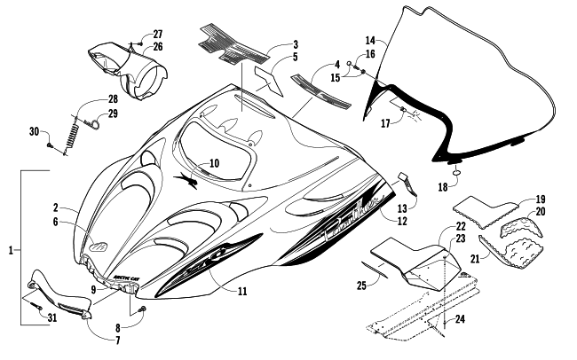 HOOD AND WINDSHIELD ASSEMBLY