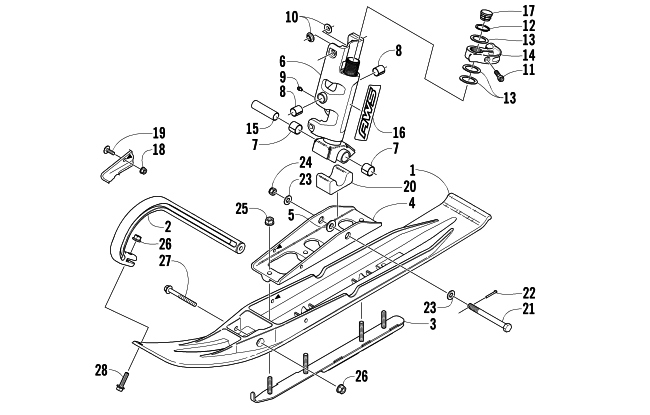 SKI AND SPINDLE ASSEMBLY