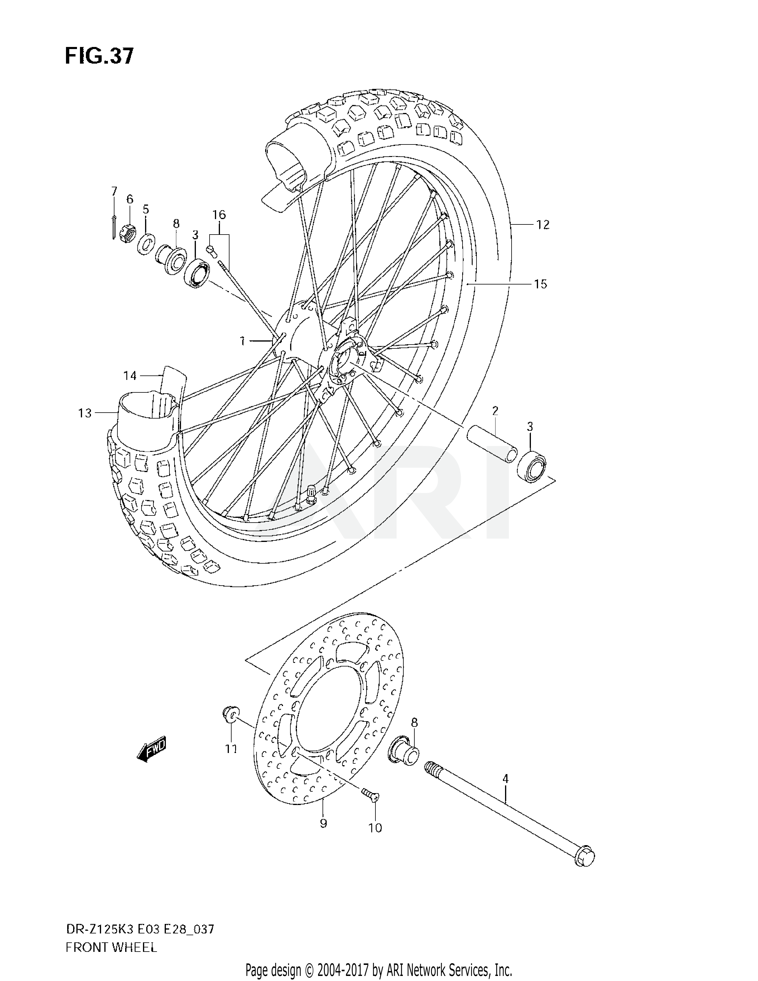 FRONT WHEEL (DR-Z125LK3/LK4/LK5/LK6/LK7)