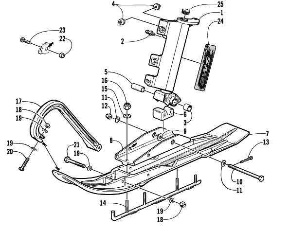 SKI AND SPINDLE ASSEMBLY