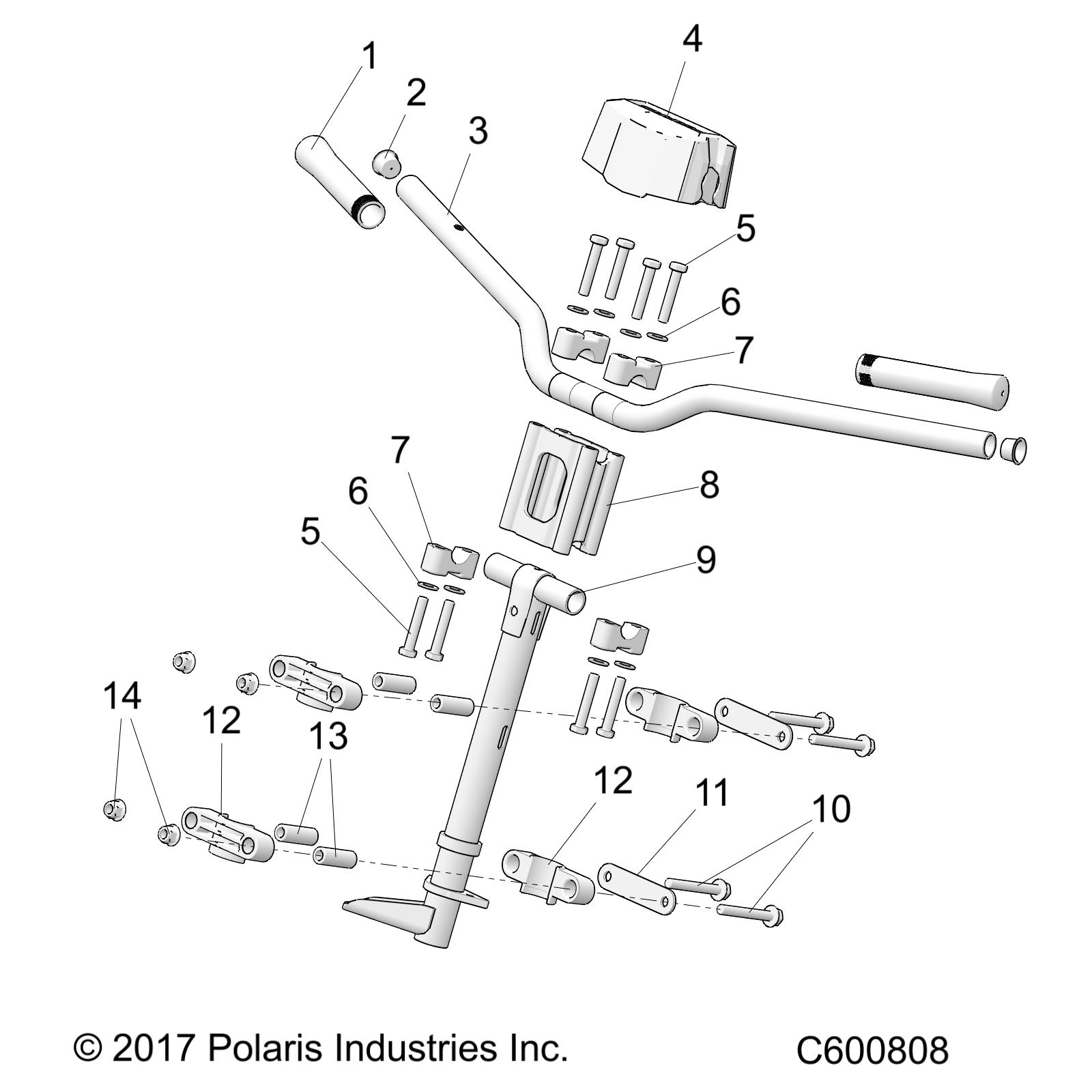 STEERING, UPPER and HANDLEBAR ASM. - S19CBA6GSL (C600808)