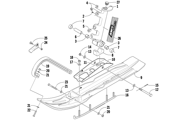 SKI AND SPINDLE ASSEMBLY