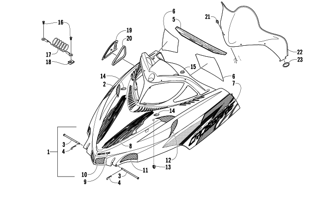 HOOD AND WINDSHIELD ASSEMBLY