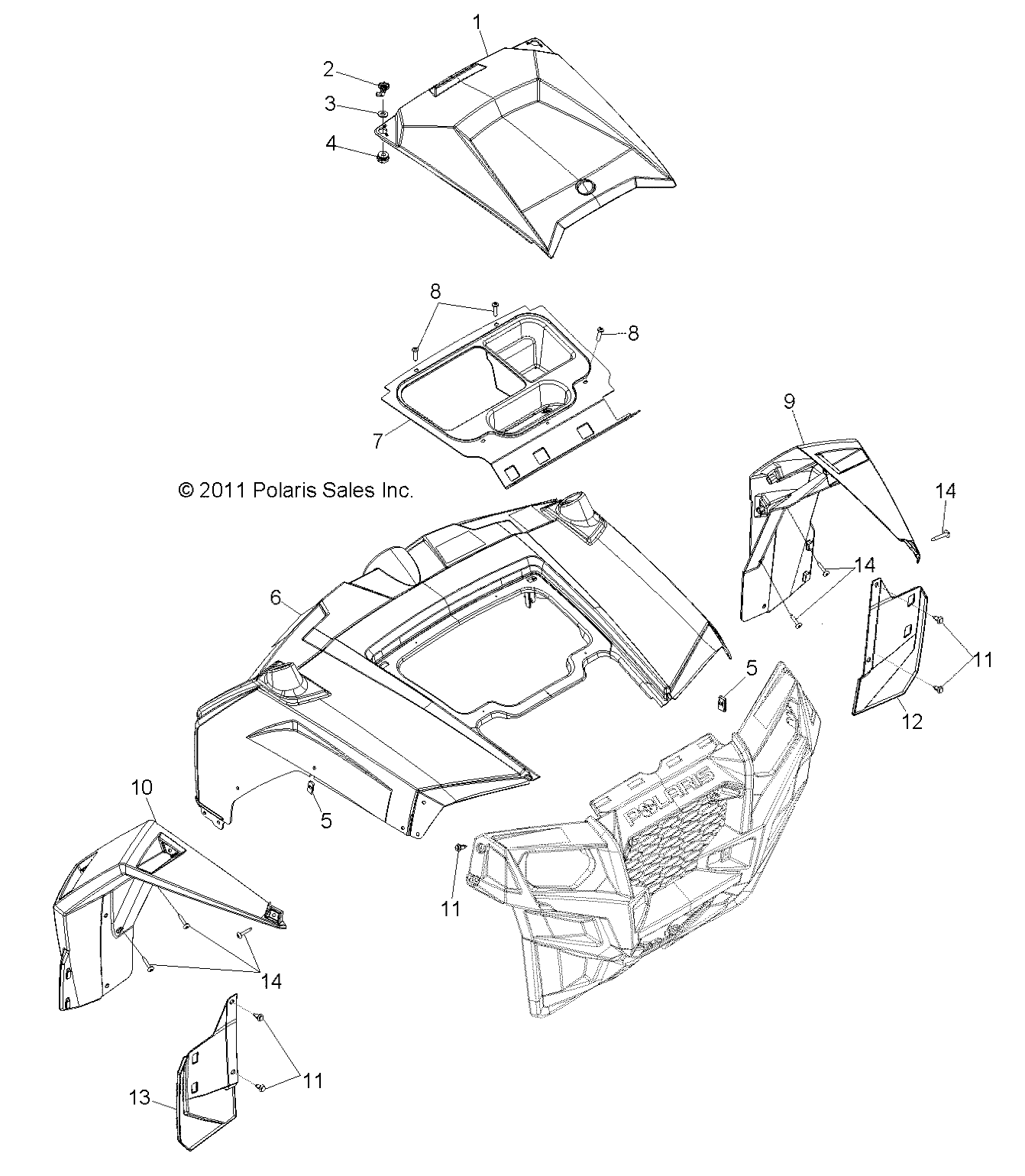 BODY, HOOD and FRONT BODY WORK - Z14JT9EFX (49RGRHOOD12RZRXP900)