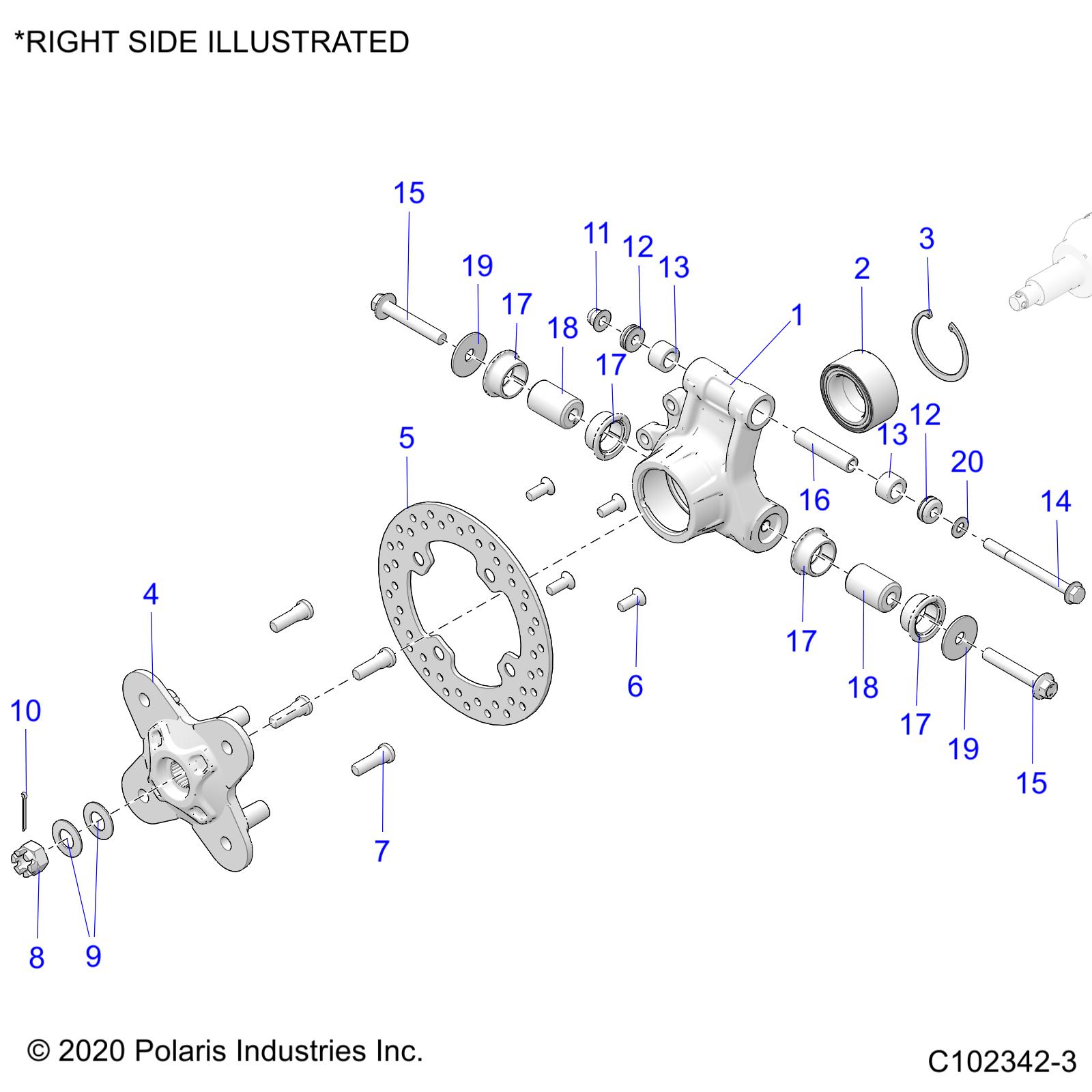 SUSPENSION, REAR HUB, CARRIER and BRAKE DISC - A20SGE95AK (C102342-3)