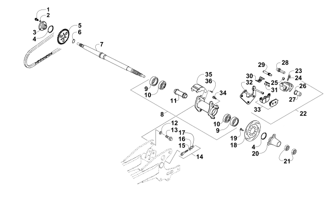 REAR AXLE AND BRAKE ASSEMBLY