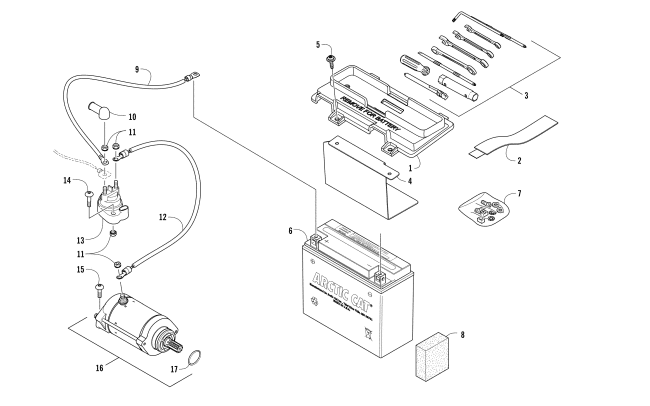 BATTERY AND STARTER ASSEMBLY