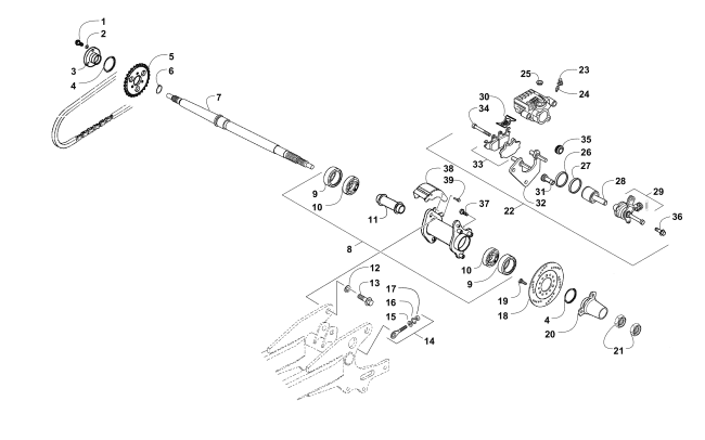 REAR AXLE AND BRAKE ASSEMBLY