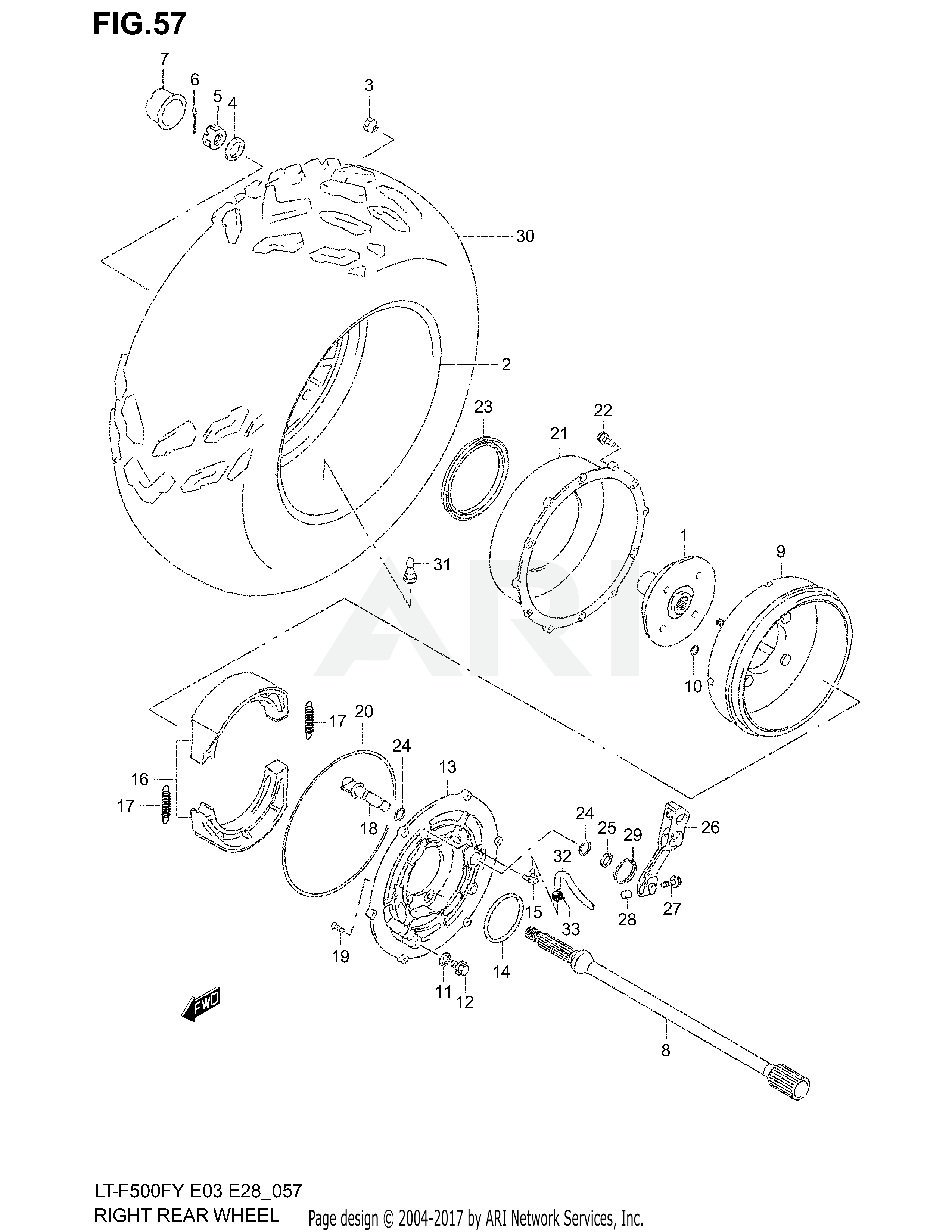 RIGHT REAR WHEEL (MODEL W/X/Y)