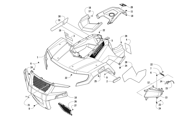 FRONT BODY AND HEADLIGHT ASSEMBLY