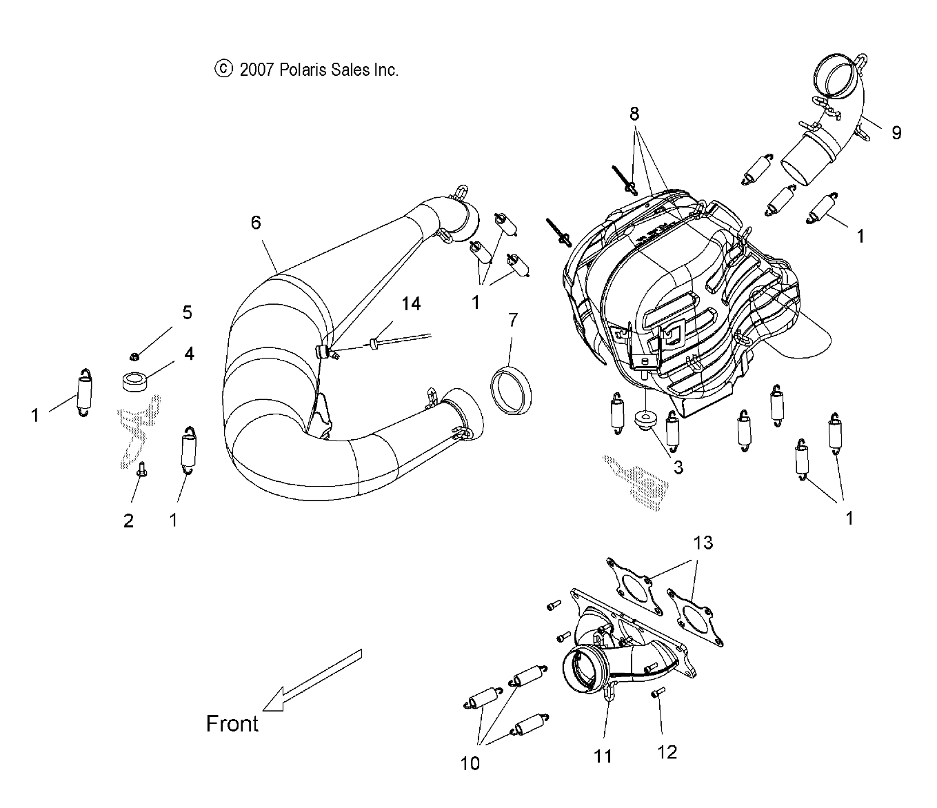 ENGINE, EXHAUST SYSTEM - S09MX6JS/JE (49SNOWEXHAUST08600IQ)