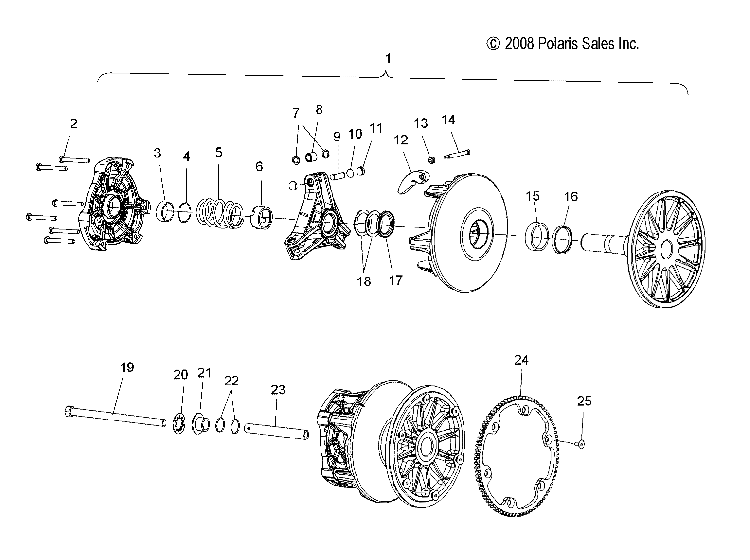 DRIVE TRAIN, CLUTCH, PRIMARY - S12PB5BSA/BSL/BEA (49SNOWDRIVECLUTCH09TRLTRG)