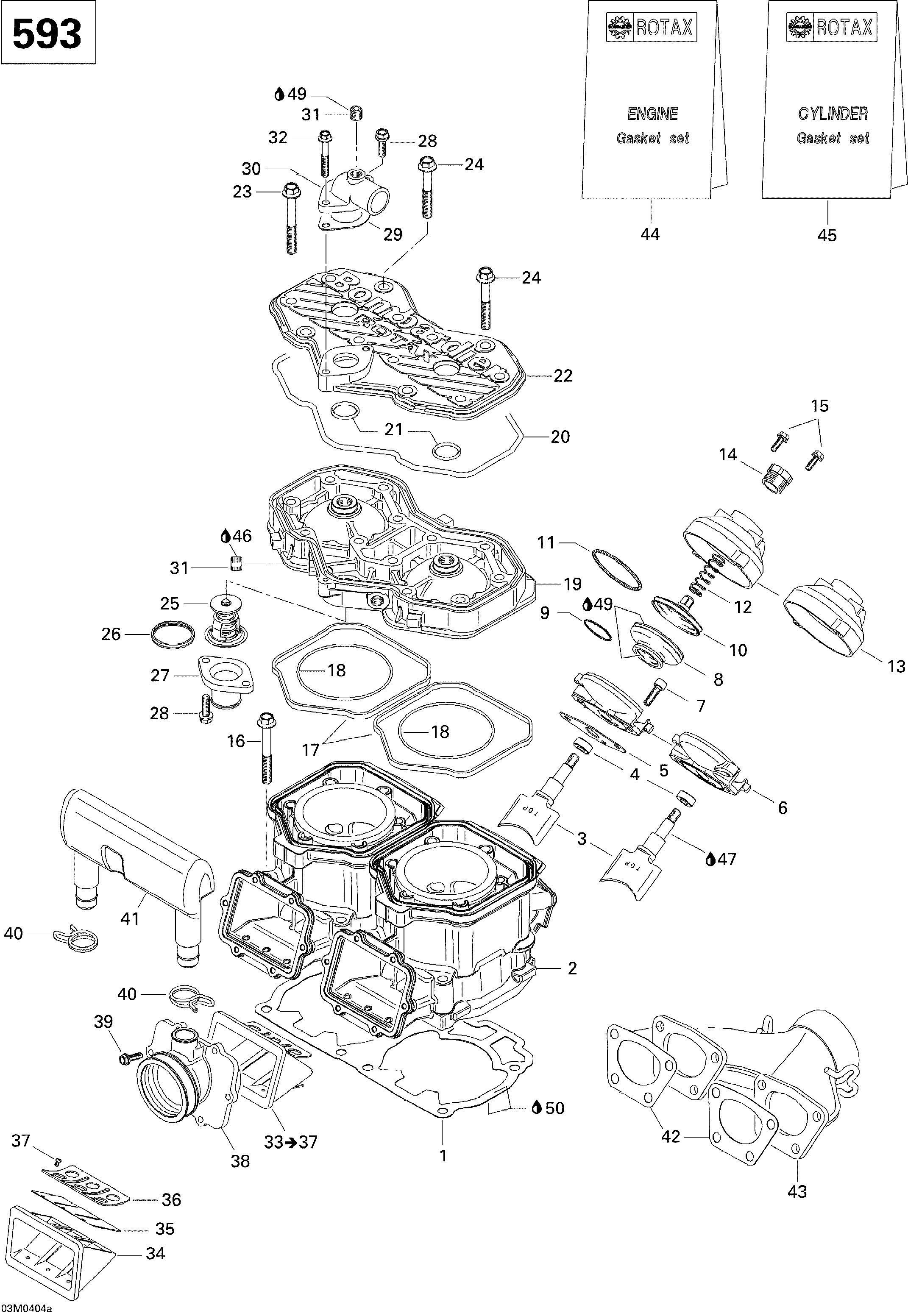 Cylinder, Exhaust Manifold, Reed Valve (593)