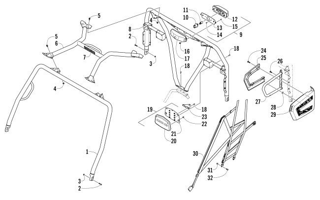 ROPS AND TAILLIGHT ASSEMBLY