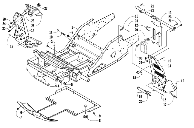 FRONT FRAME AND FOOTREST ASSEMBLY