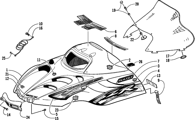 HOOD AND WINDSHIELD ASSEMBLY