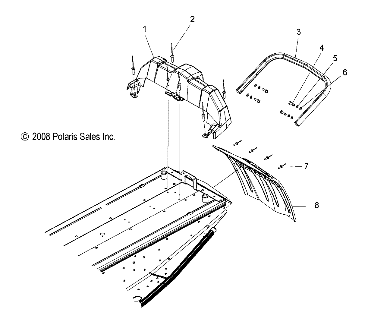 BODY, REAR BUMPER, SNOWFLAP, and TAILLIGHT HOUSING - S09PB8ES/ESL (49SNOWRACK09SHIFT)