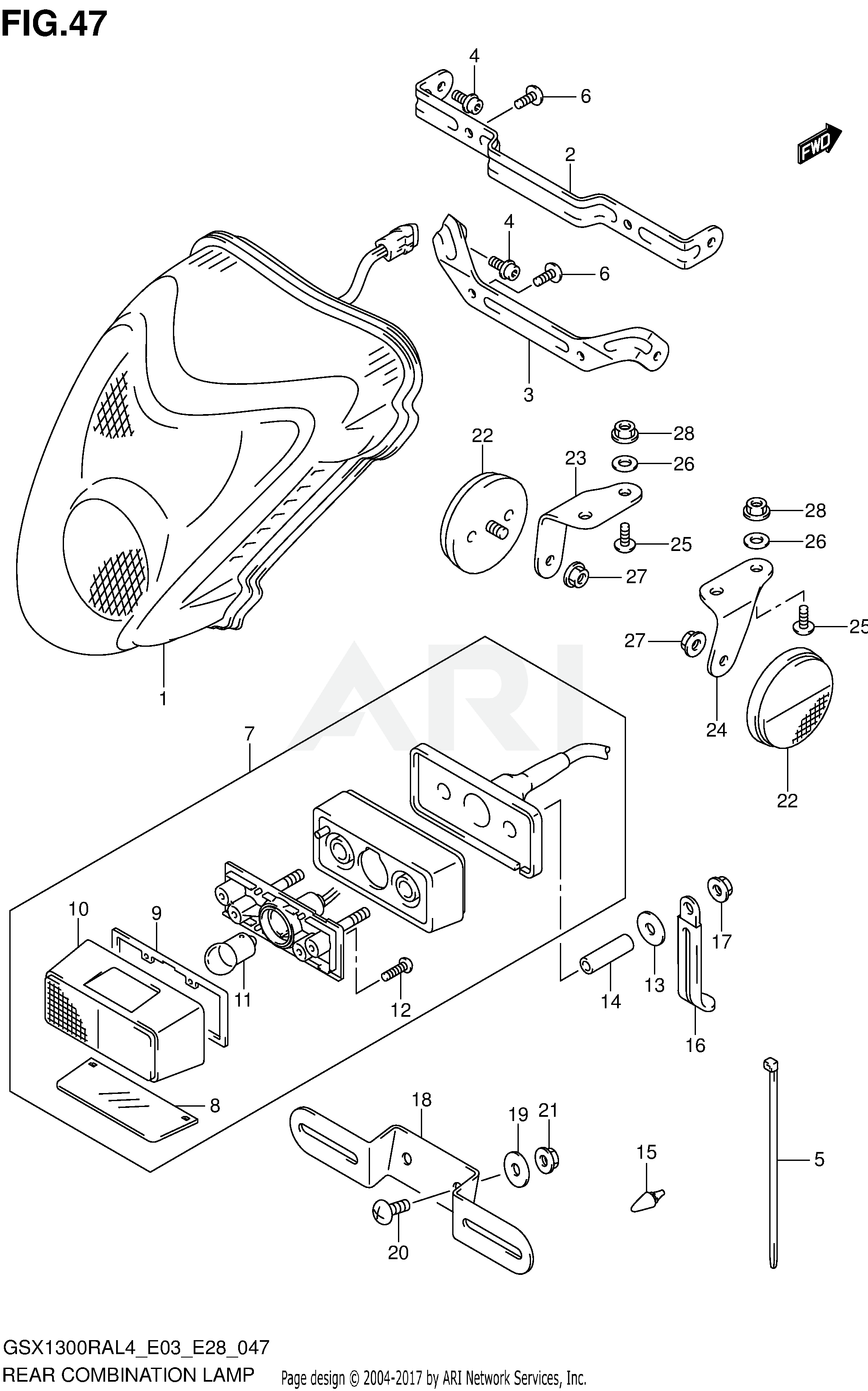 REAR COMBINATION LAMP (GSX1300RAL4 E03)