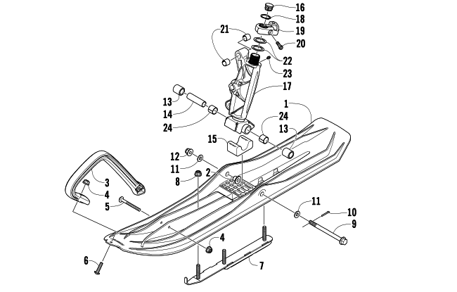 SKI AND SPINDLE ASSEMBLY