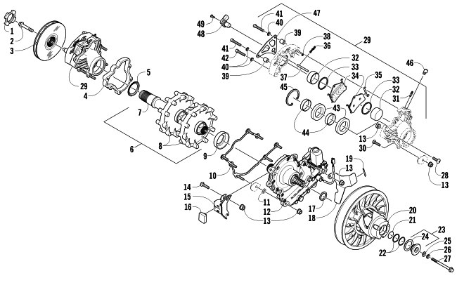 DRIVE TRAIN SHAFT AND BRAKE ASSEMBLIES