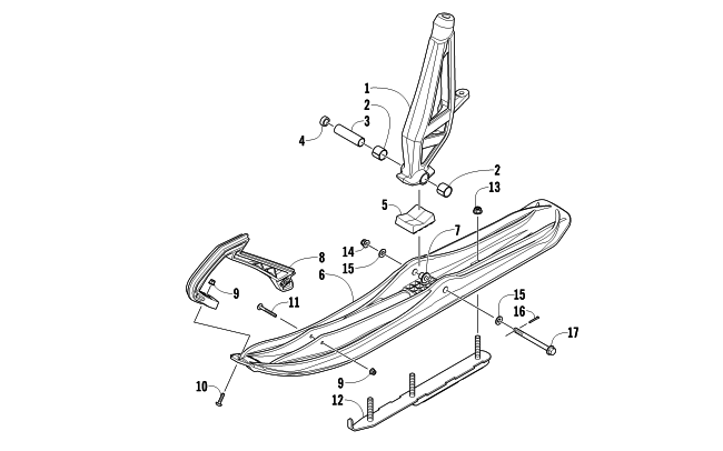 SKI AND SPINDLE ASSEMBLY