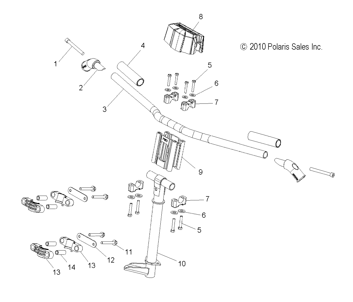 STEERING, UPPER and HANDLEBAR ASM. - S12BA6NSL (49SNOWHANDLEBAR12800SB)