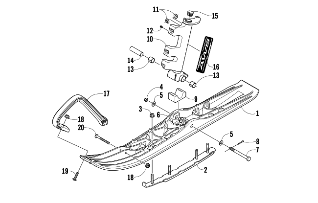 SKI AND SPINDLE ASSEMBLY