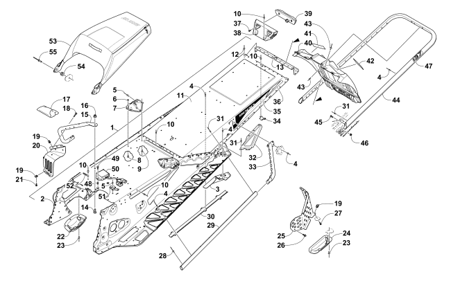 TUNNEL, REAR BUMPER, AND SNOWFLAP ASSEMBLY