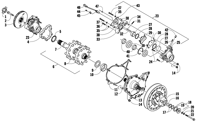 DRIVE TRAIN SHAFT AND BRAKE ASSEMBLIES