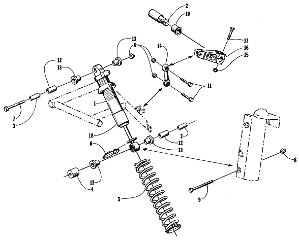 SHOCK ABSORBER AND SWAY BAR ASSEMBLY