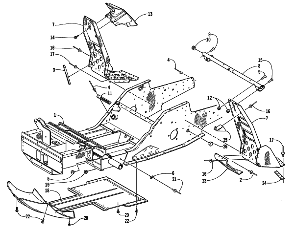 FRONT FRAME AND FOOTREST ASSEMBLY