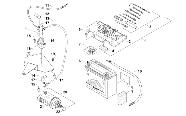 BATTERY AND STARTER ASSEMBLY