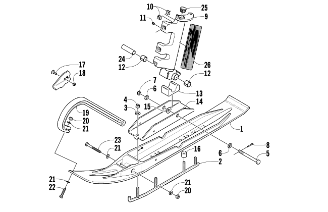 SKI AND SPINDLE ASSEMBLY