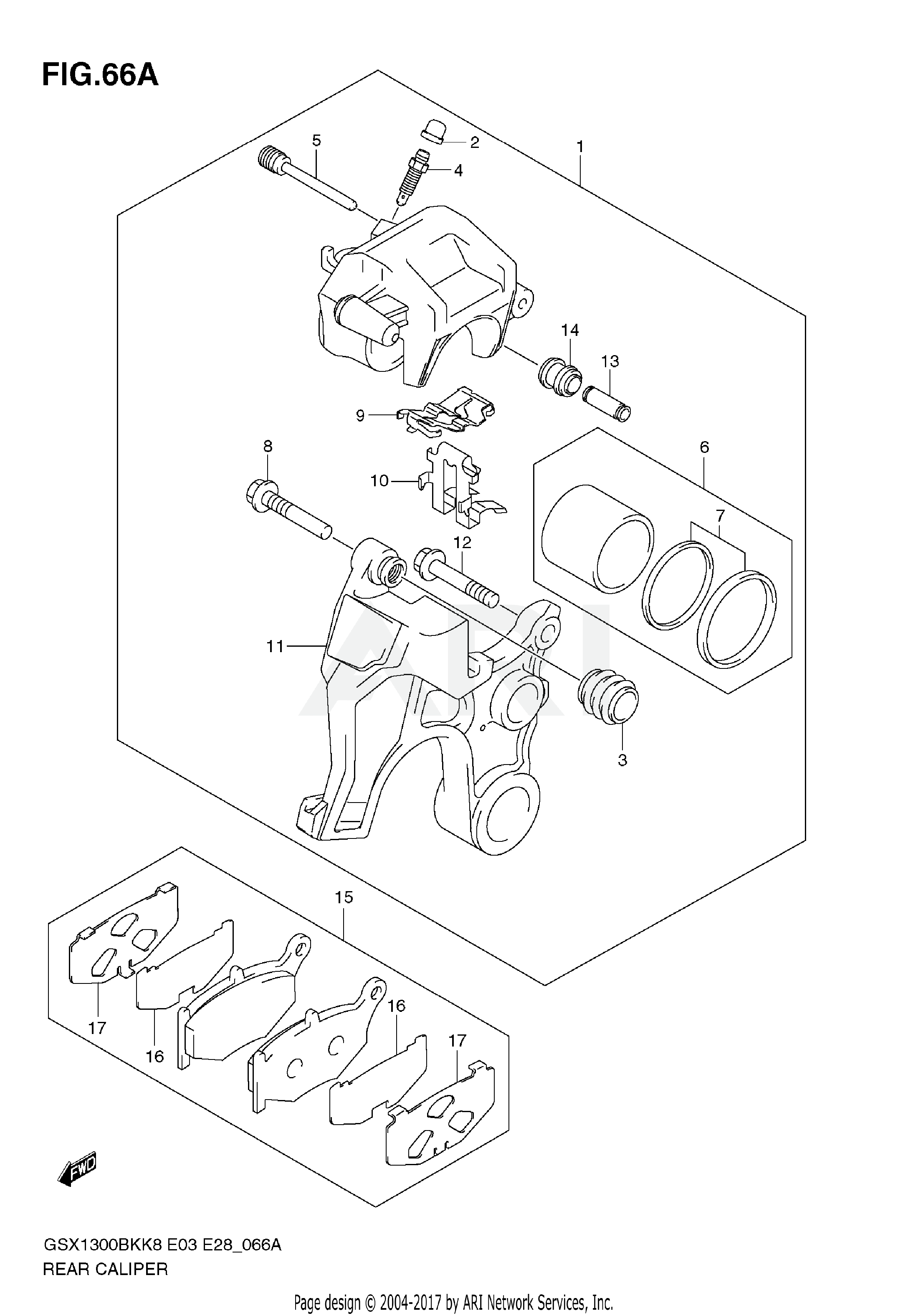 REAR CALIPER (GSX1300BKAK8/AK9)