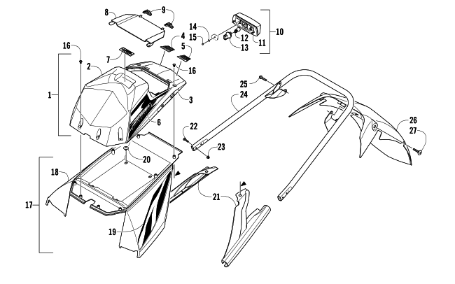 REAR BUMPER, STORAGE BOX, AND TAILLIGHT ASSEMBLY