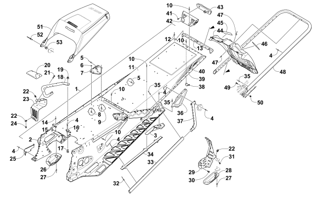 TUNNEL, REAR BUMPER, AND SNOWFLAP ASSEMBLY