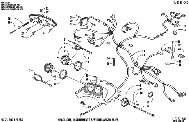 HEADLIGHT, INSTRUMENTS, & WIRING ASSEMBLIES (ESR)